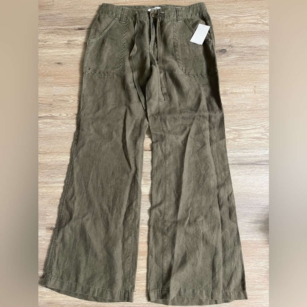 Women’s Cabi NWT Olive Green Linen Cargo Pants Size 8